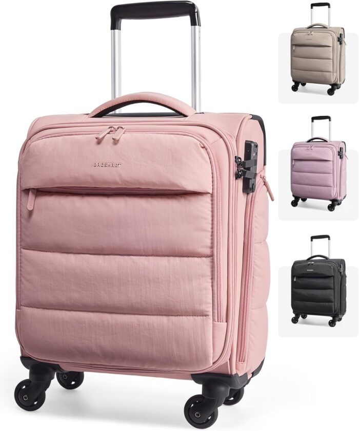 BAGSMART Underseat Carry on Luggage with Wheels, Soft Underseat Travel