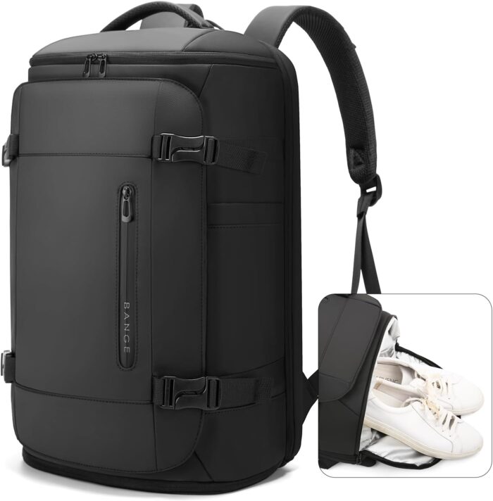 BANGE 40L Travel Backpack with Shoe Compartment, Large Capacity