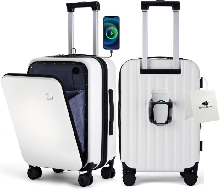 BISON DENIM 20 Inch Carry On Luggage, PC Lightweight Hardside