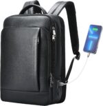 BOPai Genuine Leather Multi-Function Expand Backpack for Men - 15.6