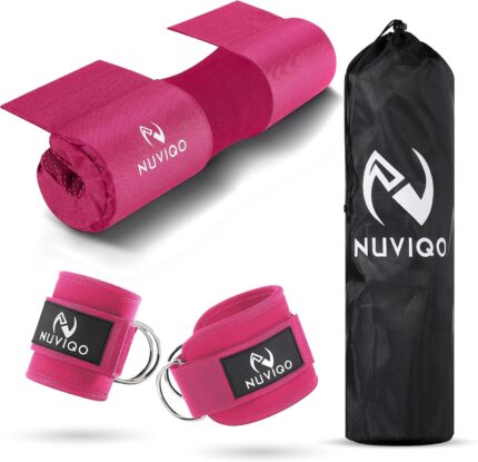 Barbell Pad & 2 Ankle Straps for Cable Machine - Gym