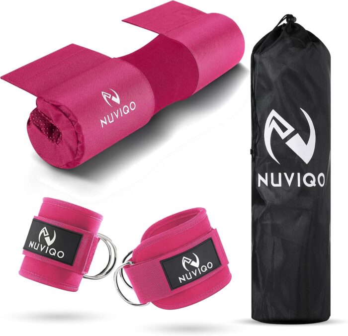 Barbell Pad & 2 Ankle Straps for Cable Machine - Gym