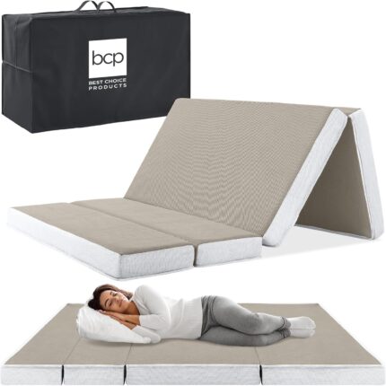 Best Choice Products 4in Portable Queen-Size Mattress, Tri-Fold