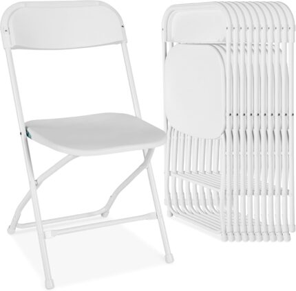 Best Choice Products Set of 10 Plastic Folding Chairs, Portable