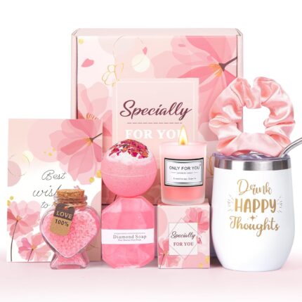 Birthday Gifts for Women, Relaxing Spa Gift Baskets for Women, Rose