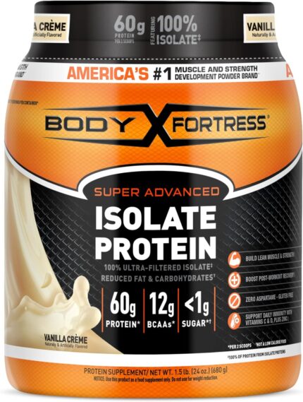 Body Fortress 100% Ultra-Filtered Isolate Protein Powder, Vanilla, 60g
