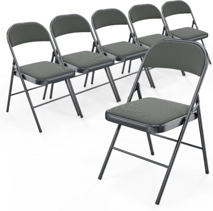 Bonnlo Folding Chair, Padded Folding Chairs with Cushion, Back and