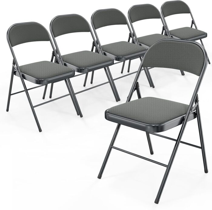 Bonnlo Folding Chair, Padded Folding Chairs with Cushion, Back and