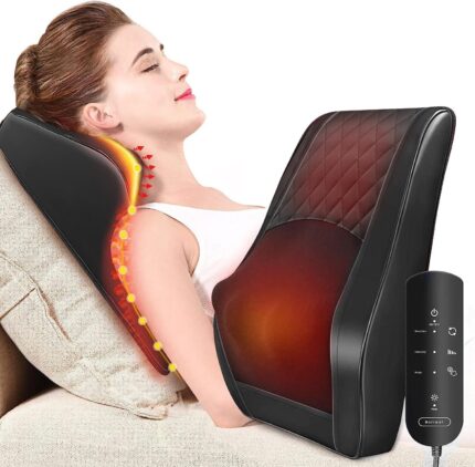 Boriwat Back Massager with Heat, 3D Kneading Massage Pillow for Back,