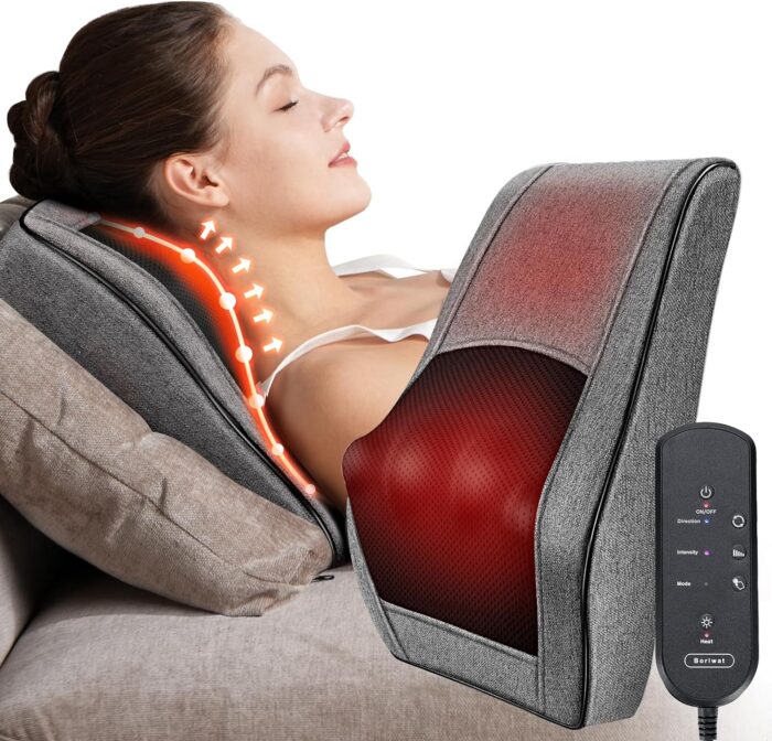 Boriwat Back Massager with Heat, Neck Massager for Pain Relief Deep