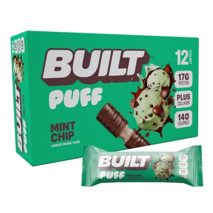 Built Bar, Puff Protein Bars, Mint Chip Puff, 17g Protein Snacks,