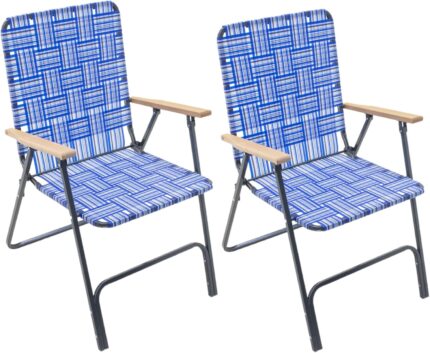 CAMP & GO Folding Grey Outdoor Patio/Camping Beach Chair, Blue