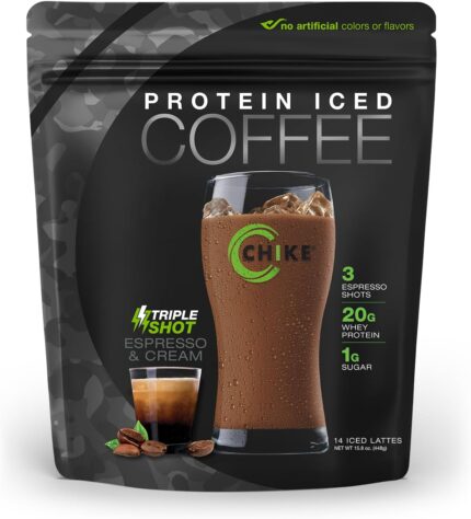 CHIKE Triple Shot Espresso & Cream Protein Iced Coffee, 20 G Protein,