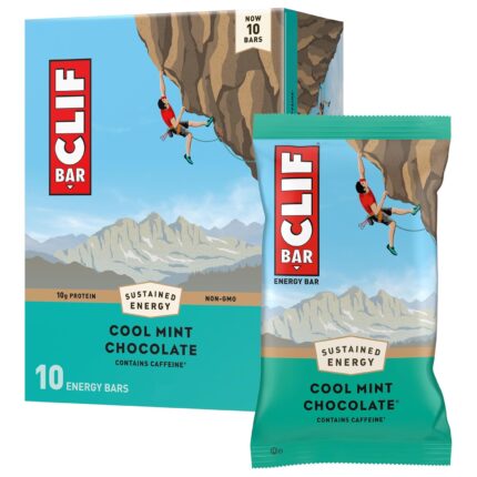 CLIF BAR - Cool Mint Chocolate with Caffeine - Made with Organic Oats