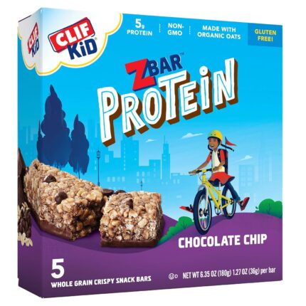 CLIF Kid Zbar Protein - Chocolate Chip - Crispy Whole Grain Snack Bars