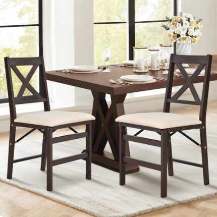 COLAMY Folding Dining Chairs Set of 2, Wood Foldable Dining Room