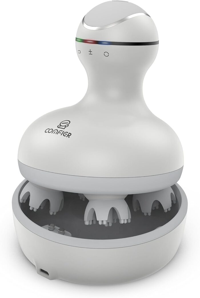 COMFIER Electric Scalp Head Massager with 4 Soft Silicone Massage Head