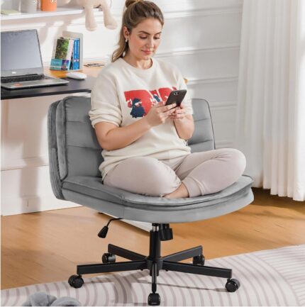 COMHOMA Criss Cross Chair with Wheels Armless Comfy Cross Legged Home