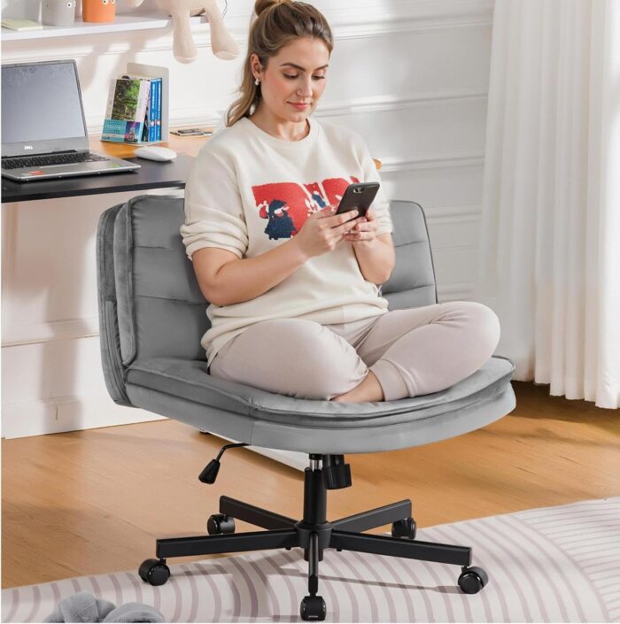 COMHOMA Criss Cross Chair with Wheels Armless Comfy Cross Legged Home