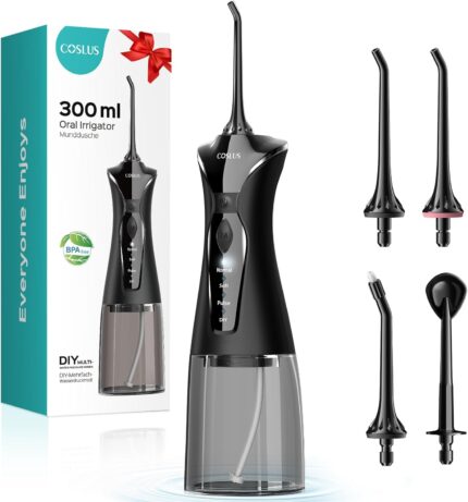 COSLUS Water Dental Flosser Pick for Teeth: 4 Modes Cordless Portable