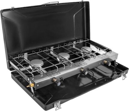Camping Stove, 3 Burner Propane Portable Camp Stove with Regulator,