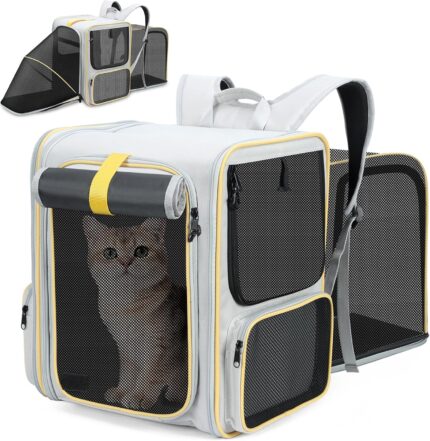 Cat Backpack Expandable Pet Carrier for Small Dogs Medium Cats Fit Up