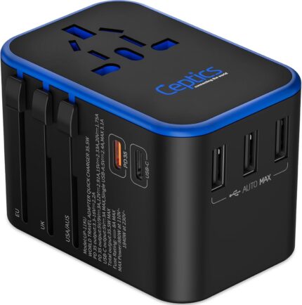 Ceptics World International Travel Plug Adapter - Powerful 33.5W with