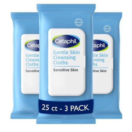 Cetaphil Face and Body Wipes, Gentle Skin Cleansing Cloths, 25 Count