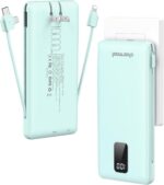 Charmast Portable Charger with Built-in Cables and Plug, 10000mAh USB