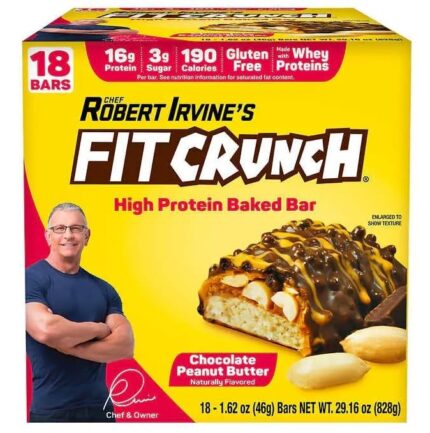 Chef Robert Irvine’s Fitcrunch Whey Protein Bars, 18-count, 1.62oz,