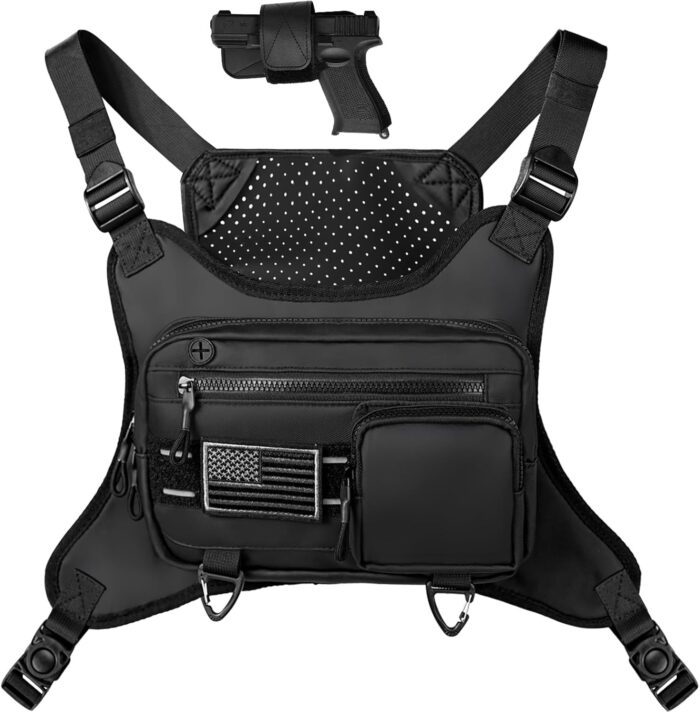 Chest Bag for Men Women, Chest Pack with Removal Pistol