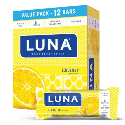 Clif Bar Luna Minis Energy Bar - Box of 12 1.69oz (48g) Bars (Lemon