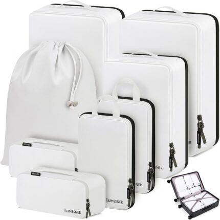 Compression Packing Cubes, Lumesner 8 Set Travel Packing Cubes for