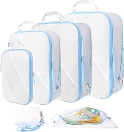 Compression Packing Cubes Set of 6, Travel Luggage Organizer for