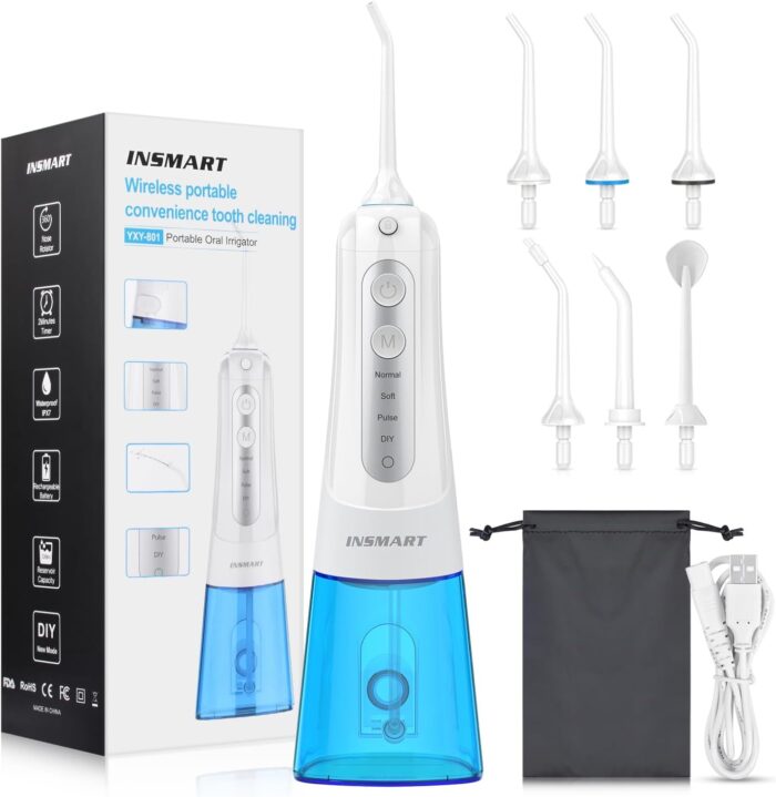 Cordless Water Dental Flosser Teeth Cleaner, INSMART Professional