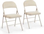 DUMOS 2 Pack Leather Padded Folding Chair, Indoor Outdoor Portable