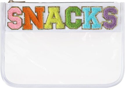 DYSHAYEN Chenille Letter Clear Zipper Pouch for Travel,Nylon Clear