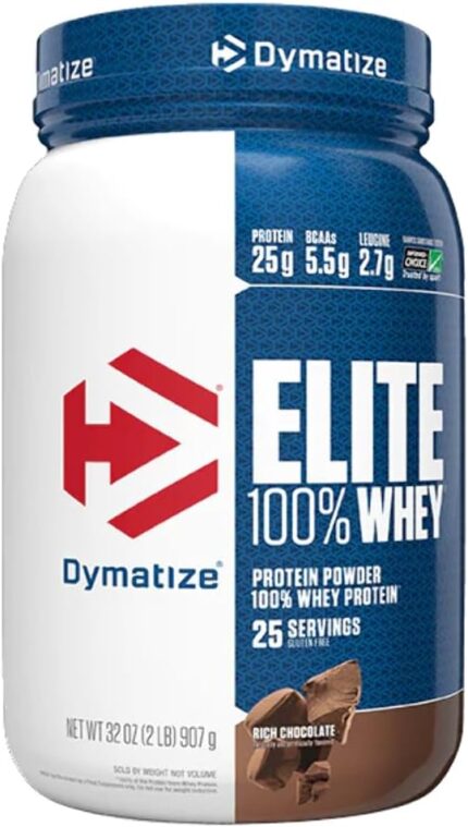 Dymatize Elite 100% Whey Protein Powder, Chocolate, 25g of Protein, 25