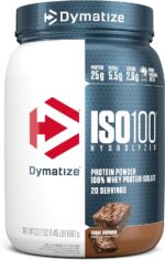 Dymatize ISO100 Whey Protein Powder Isolate, Fudge Brownie, 25g of