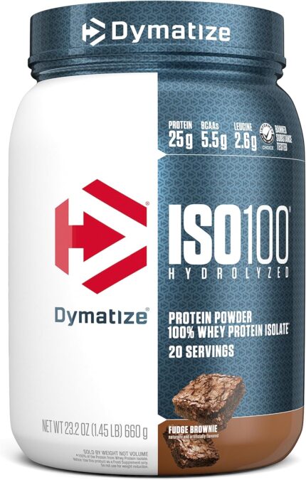 Dymatize ISO100 Whey Protein Powder Isolate, Fudge Brownie, 25g of