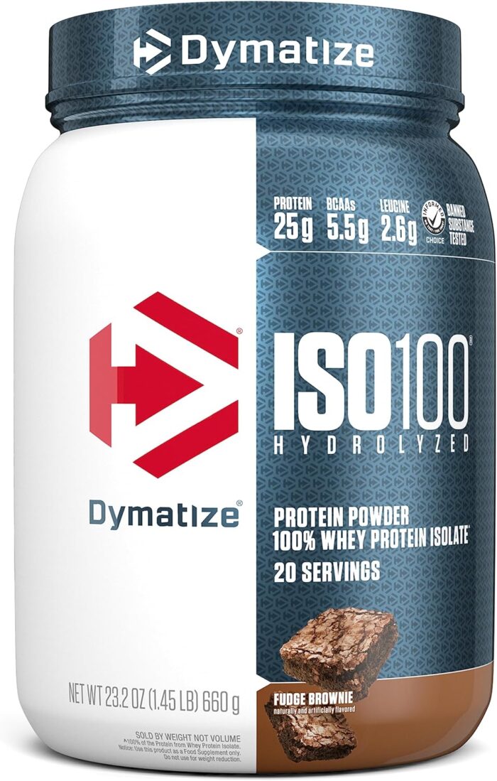 Dymatize ISO100 Whey Protein Powder Isolate, Fudge Brownie, 25g of