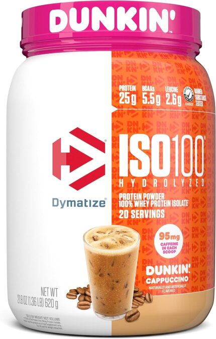 Dymatize x Dunkin' Cappuccino ISO100 Whey Protein Powder, 95mg