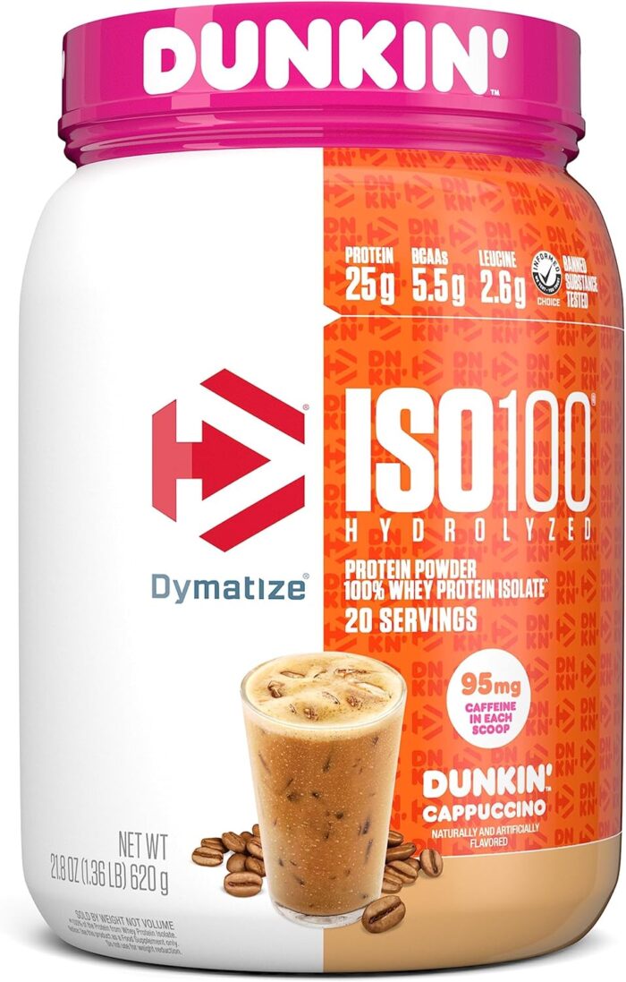 Dymatize x Dunkin' Cappuccino ISO100 Whey Protein Powder, 95mg