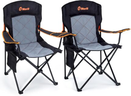 EMERIT 2 Pack Oversized Padded Camping Chair, 350LB Heavy Duty Quad