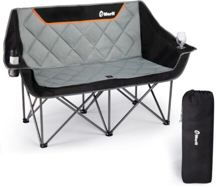 EMERIT Oversized Double Duo Camping Chair Folding Camping Loveseat 2