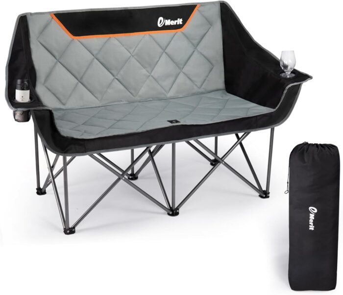EMERIT Oversized Double Duo Camping Chair Folding Camping Loveseat 2