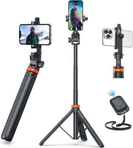 EUCOS 62" Phone Tripod, Tripod for iPhone & Selfie Stick Tripod with