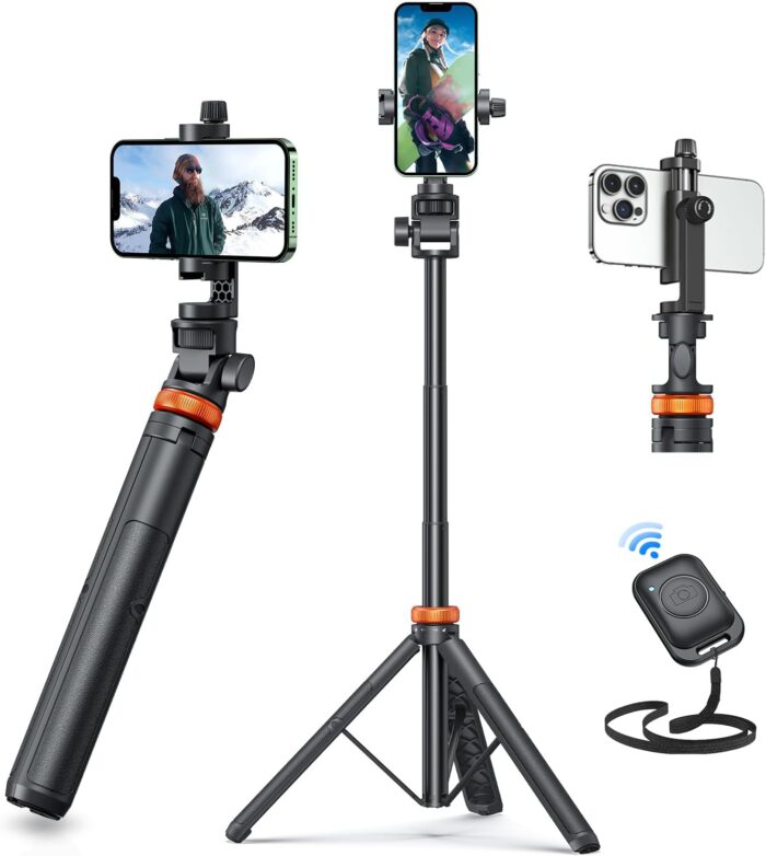 EUCOS 62" Phone Tripod, Tripod for iPhone & Selfie Stick Tripod with