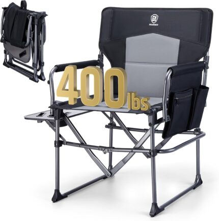 EVER ADVANCED Camping Directors' Chair with Side Table, Portable