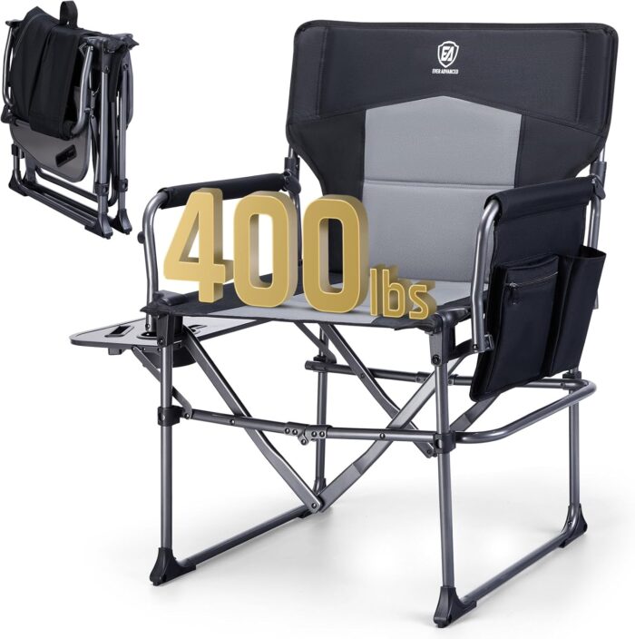 EVER ADVANCED Camping Directors' Chair with Side Table, Portable